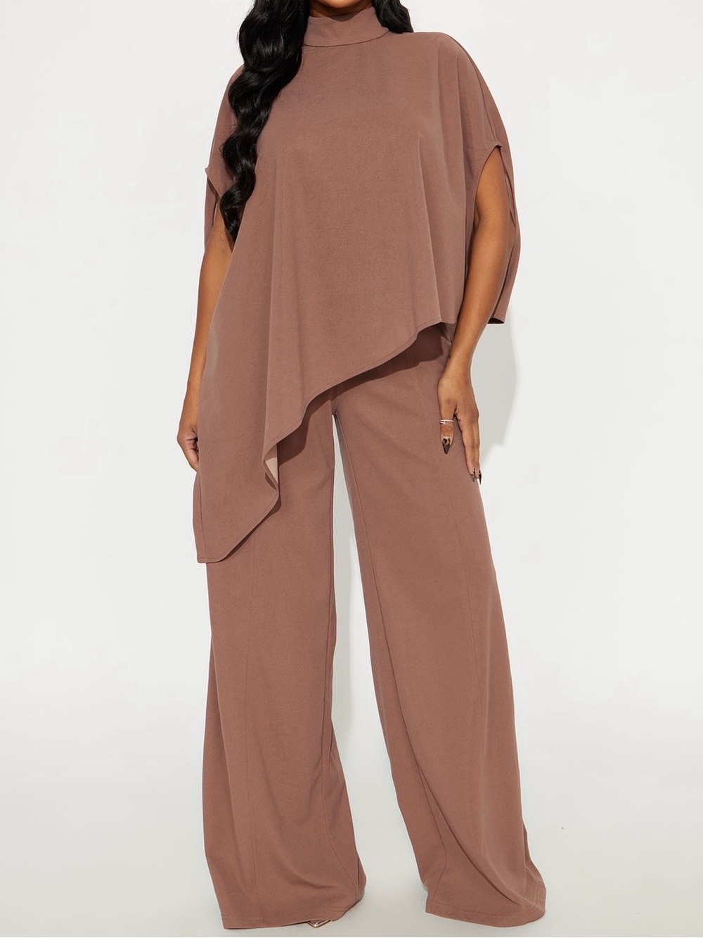 Fashion Nova Diana Draped Pant Set Mocha